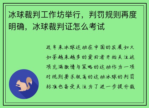 冰球裁判工作坊举行，判罚规则再度明确，冰球裁判证怎么考试